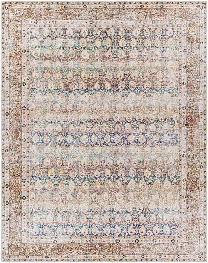 Goldfield Traditional Washable Rug, Light Orange