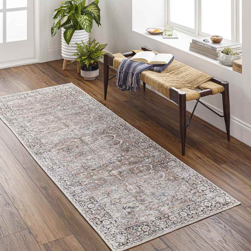 Marathovounos Traditional Washable Rug, Brown