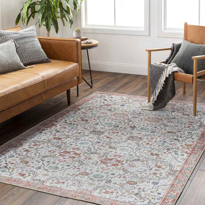 Waubonsie Traditional Washable Rug, Rust