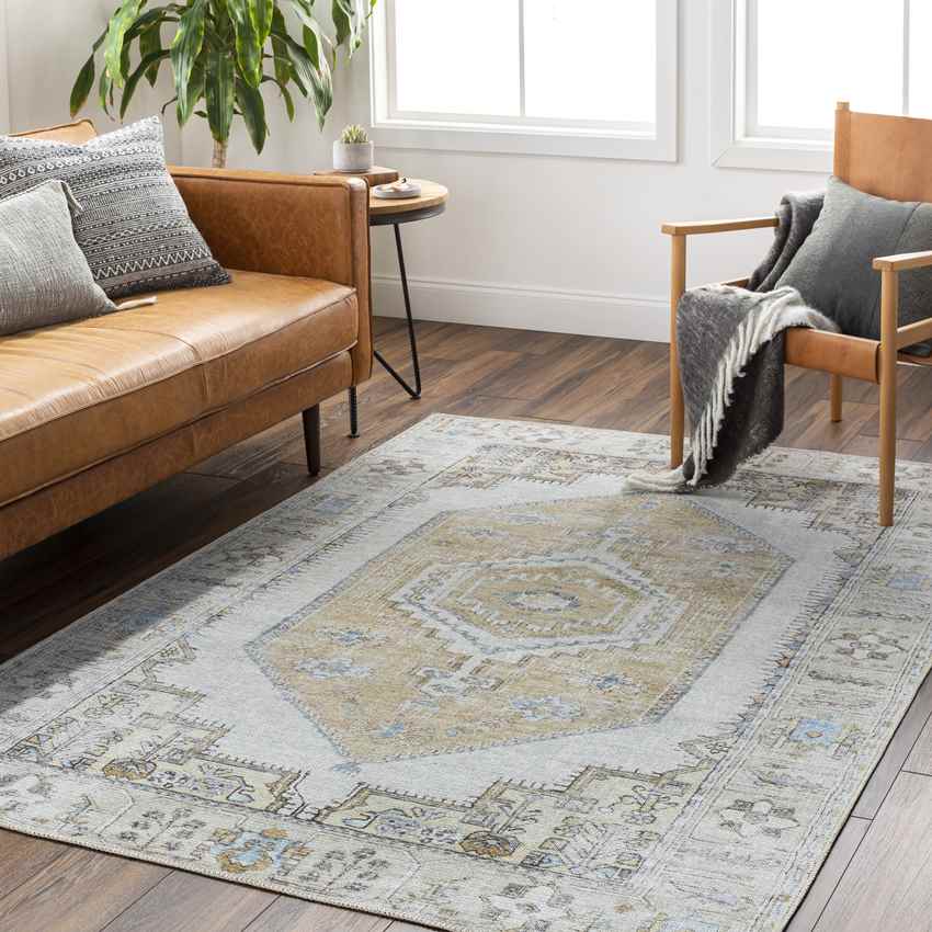 West Grove Traditional Washable Rug, Gray