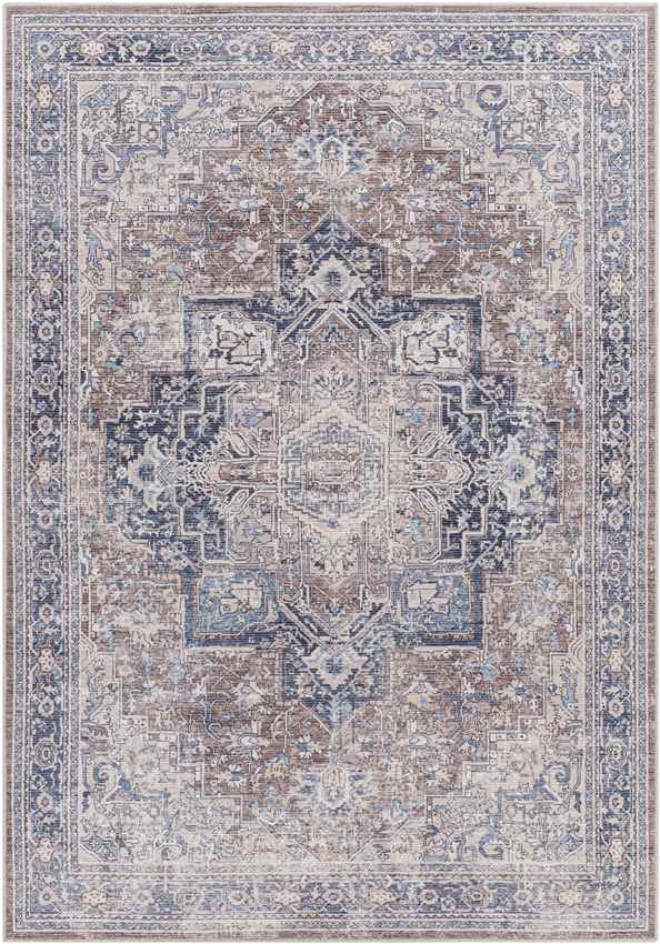 Worthville Traditional Washable Rug, Taupe