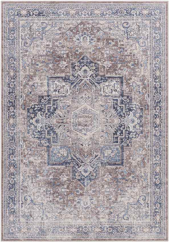 Worthville Traditional Washable Rug, Taupe