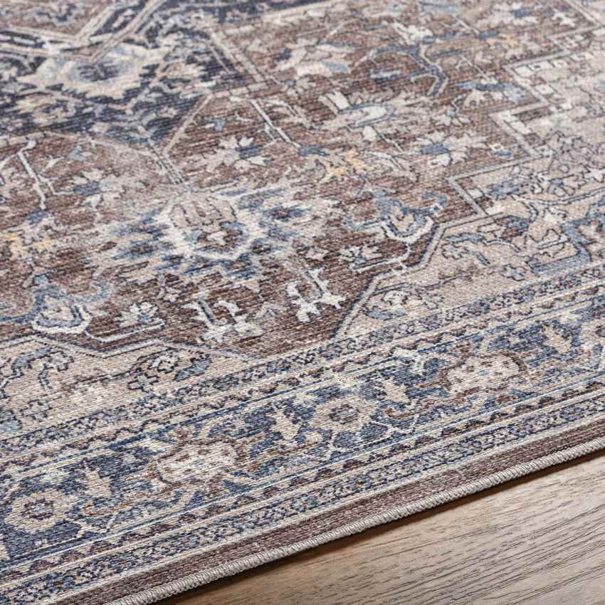 Worthville Traditional Washable Rug, Taupe