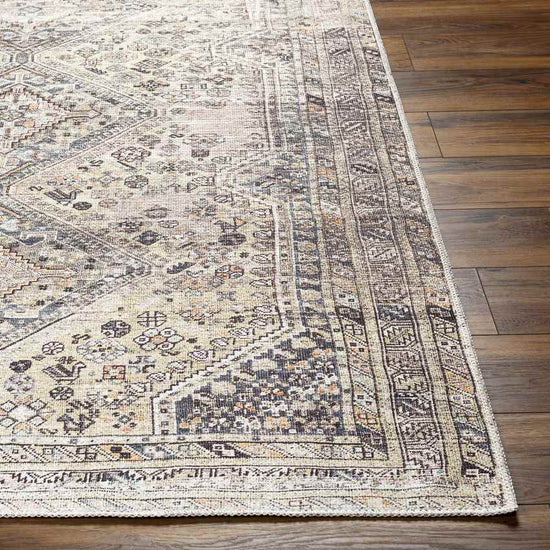 Tonganoxie Traditional Washable Rug, Beige