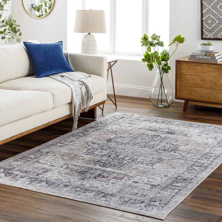 New Cambria Traditional Washable Rug, Ivory