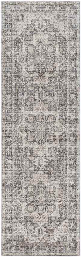 New Cambria Traditional Washable Rug, Charcoal