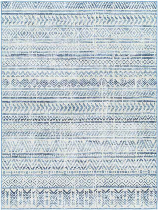 Katryna Global Washable Rug, Denim Blue