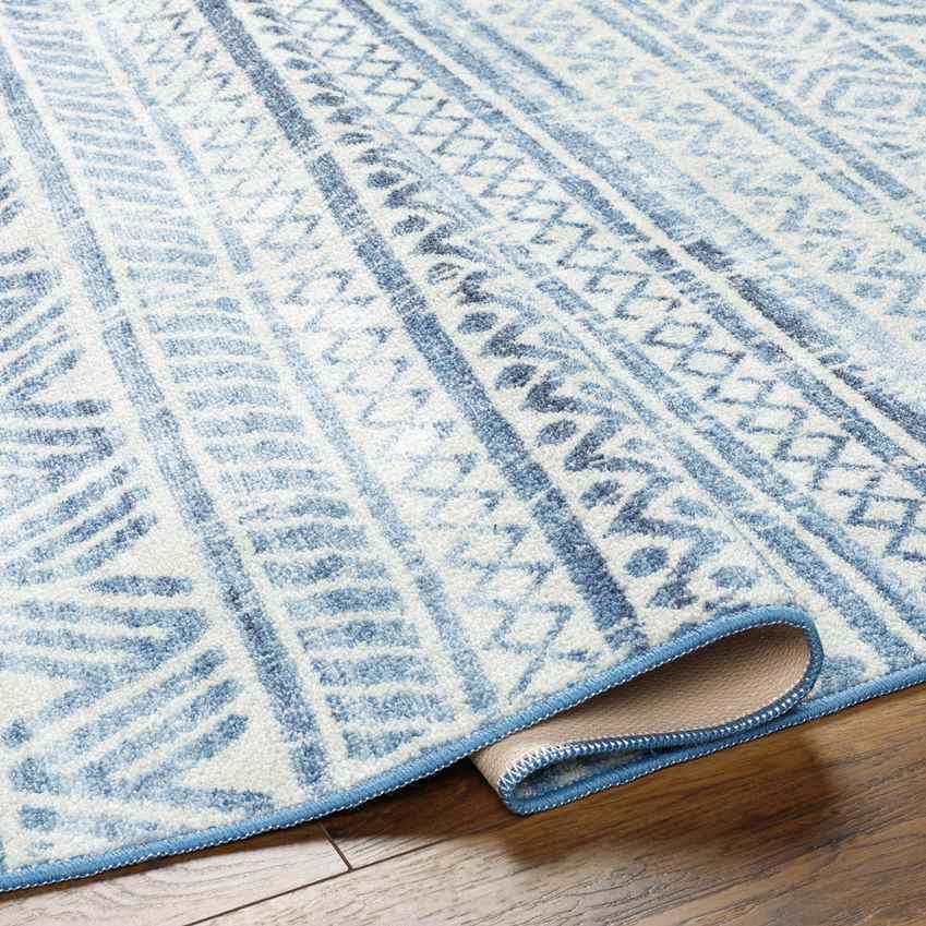 Katryna Global Washable Rug, Denim Blue