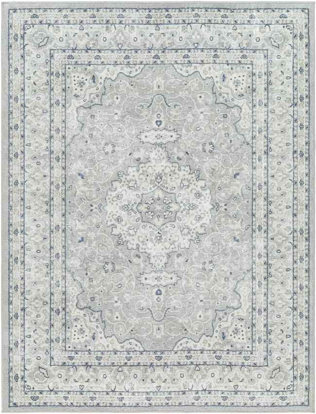 Tomara Traditional Washable Rug, Light Gray