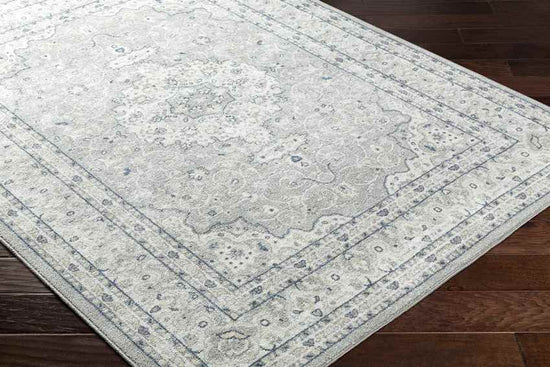 Tomara Traditional Washable Rug, Light Gray