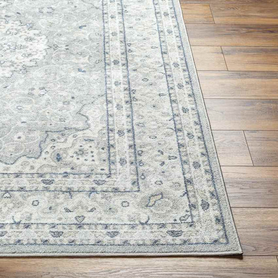 Tomara Traditional Washable Rug, Light Gray