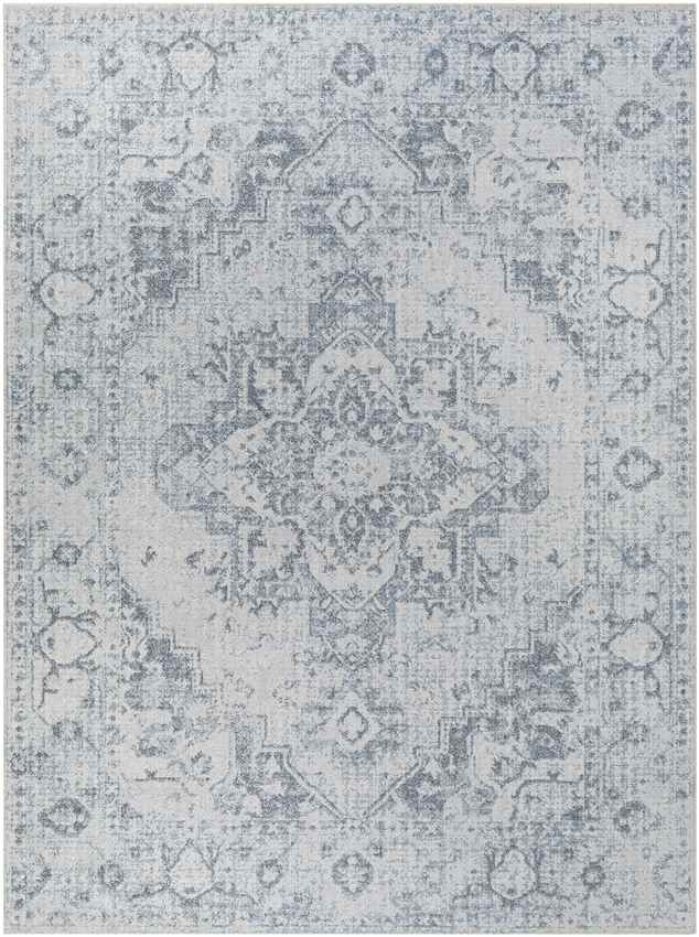 Moya Traditional Washable Rug, Navy Blue