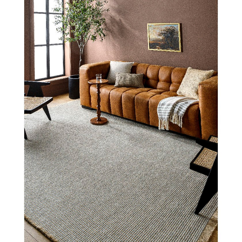 Hendy Solid & Border Rug, Gray