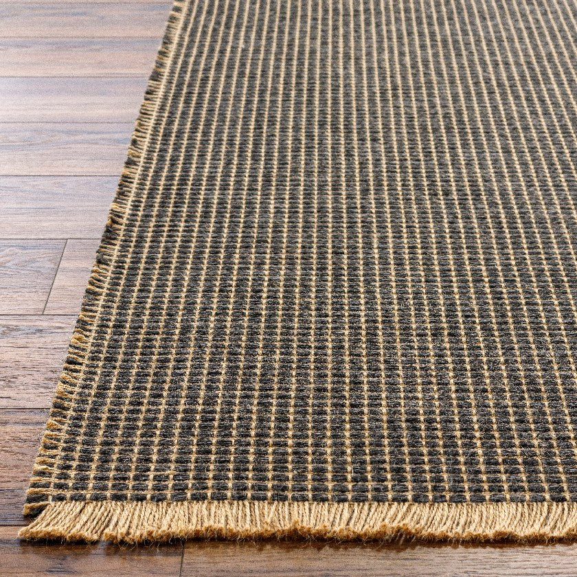 Hendy Solid & Border Rug, Charcoal