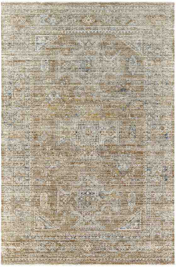 Gilda Traditional Washable Area Rug, Golden Brown/Ivory