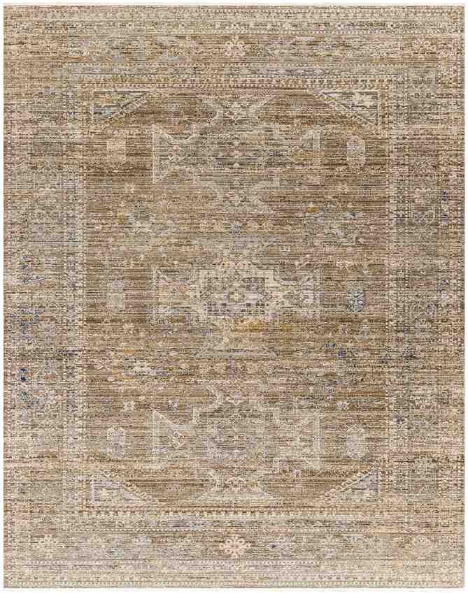 Gilda Traditional Washable Area Rug, Golden Brown/Ivory