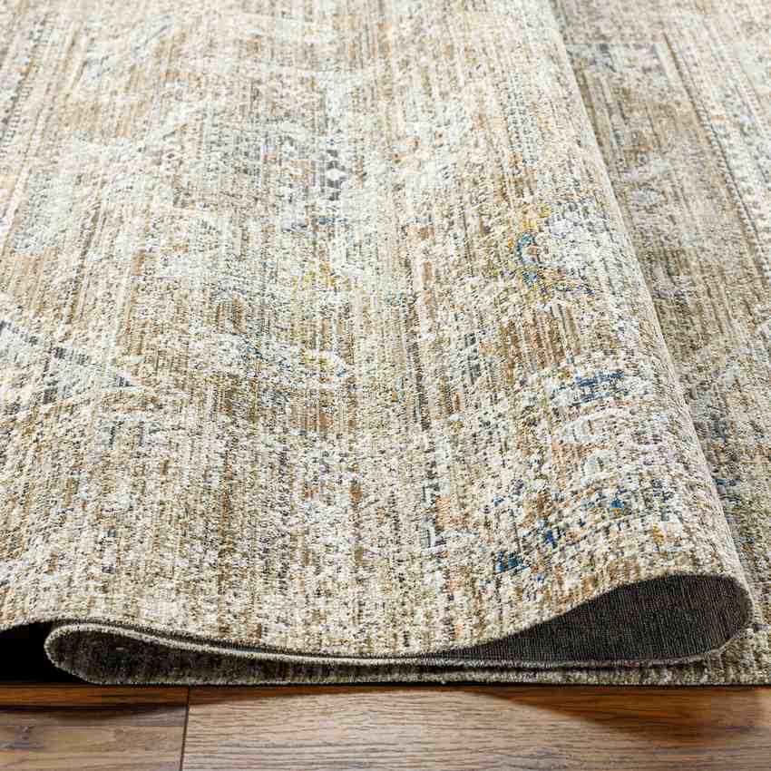 Gilda Traditional Washable Area Rug, Golden Brown/Ivory