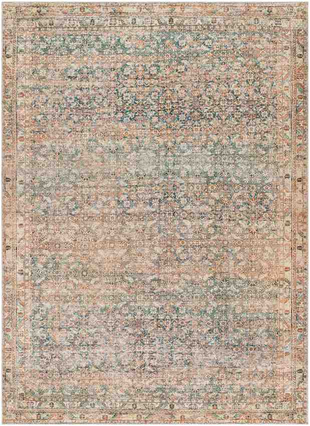 Jim Traditional Rug, Light Brown/Emerald