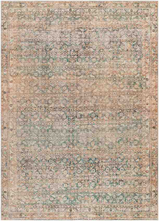 Jim Traditional Rug, Light Brown/Emerald