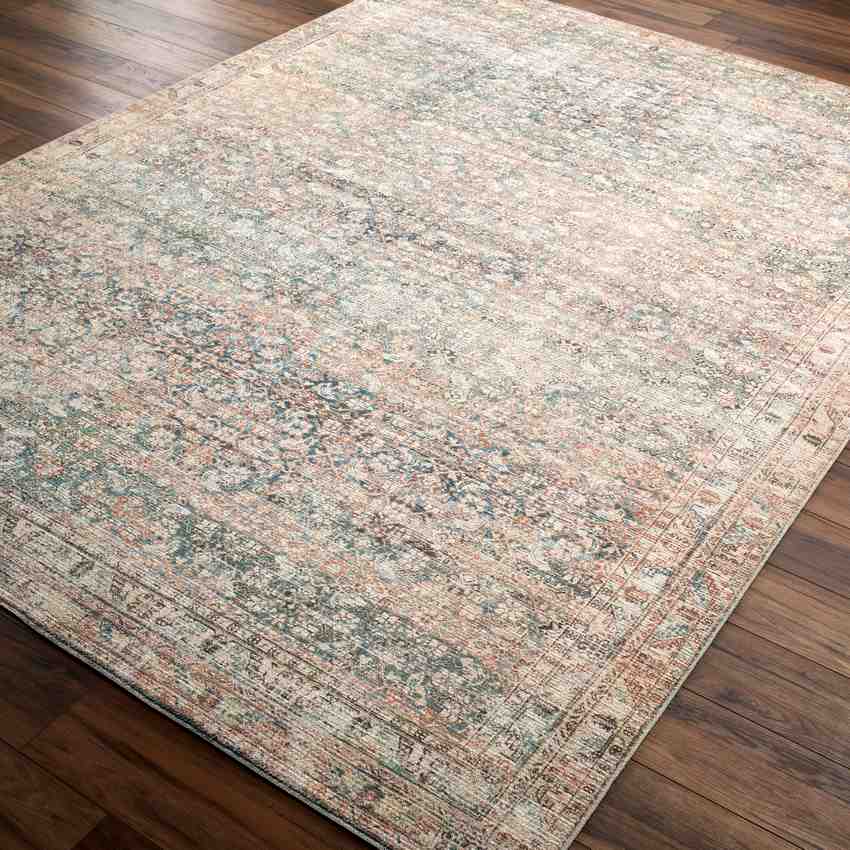 Jim Traditional Rug, Light Brown/Emerald