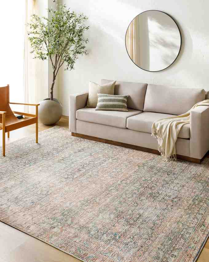 Jim Traditional Rug, Light Brown/Emerald