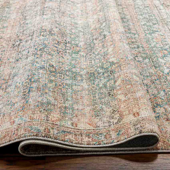 Jim Traditional Rug, Light Brown/Emerald