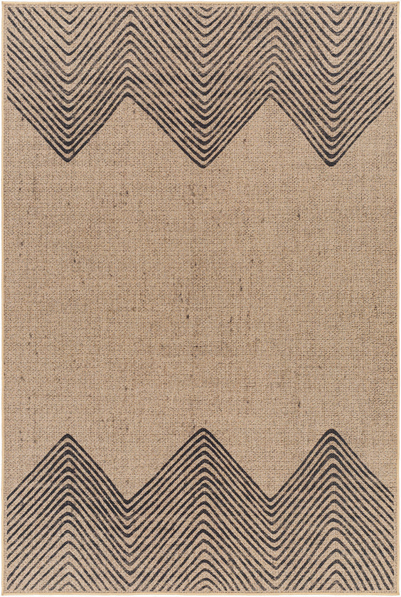 Nyomi Cottage Washable Rug, Tan/Black