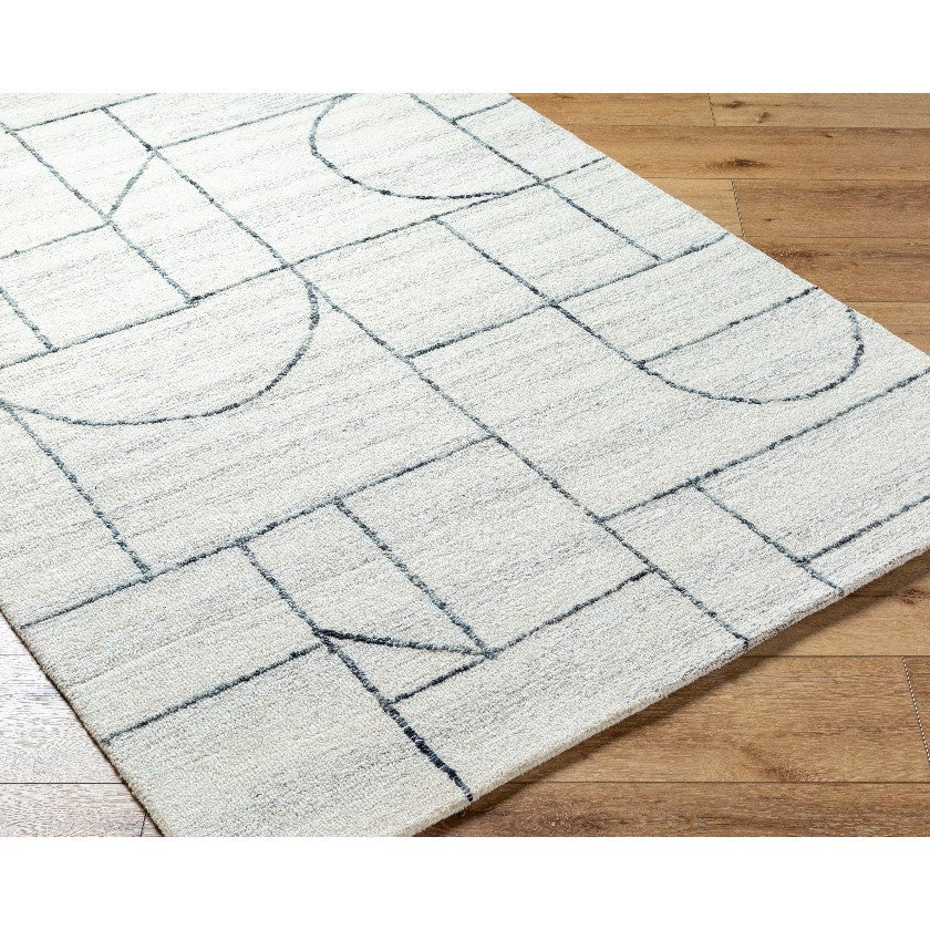 Tyerra Modern Rug, Cream/Light Slate