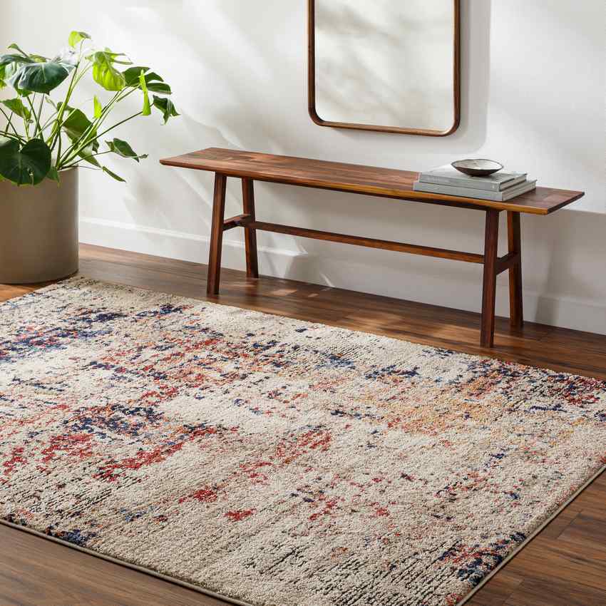 Hedy Modern Rug, Light Beige/Red