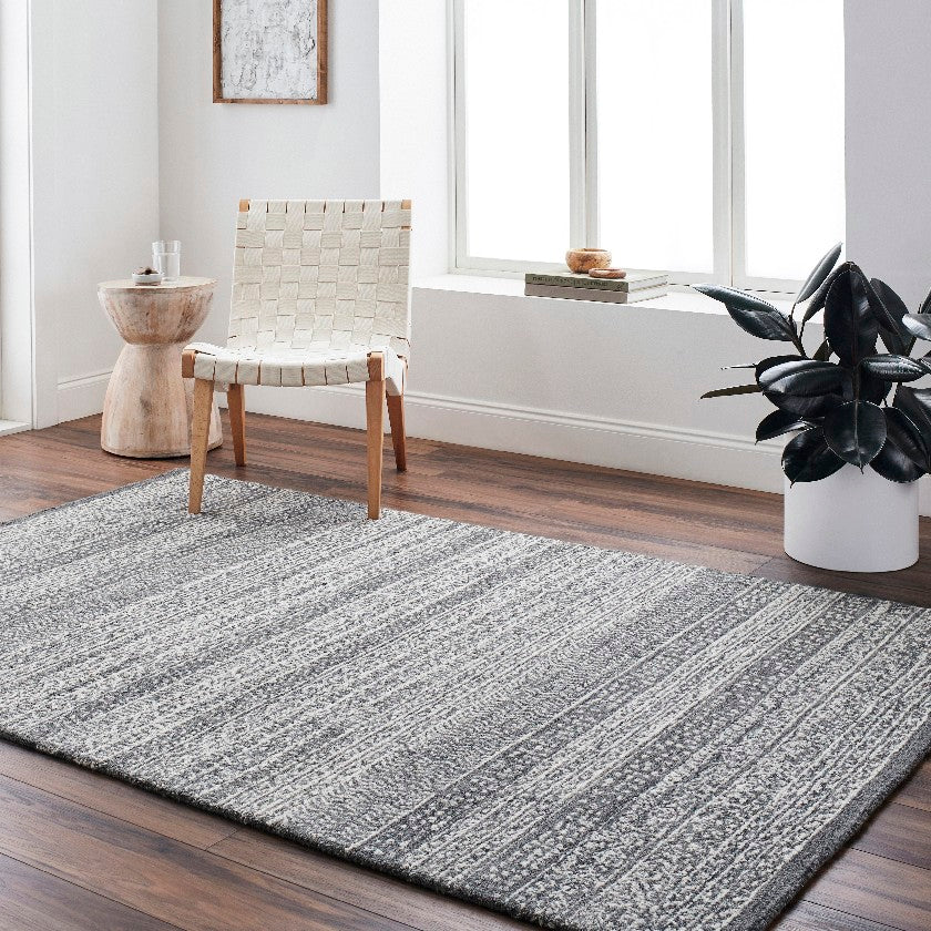 Melun Global Rug, Charcoal/Cream