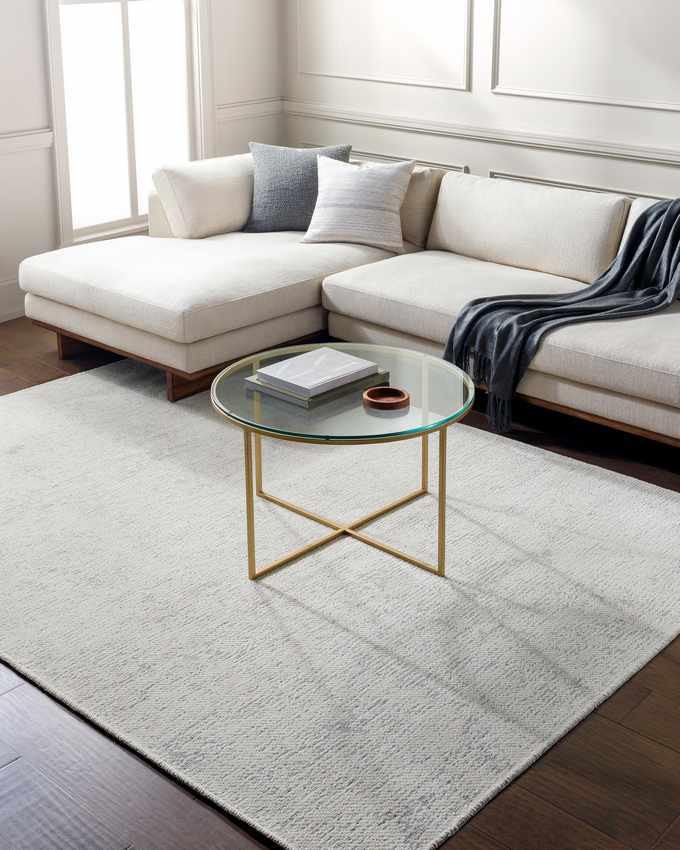 Tobey Solid & Border Washable Rug, Ivory