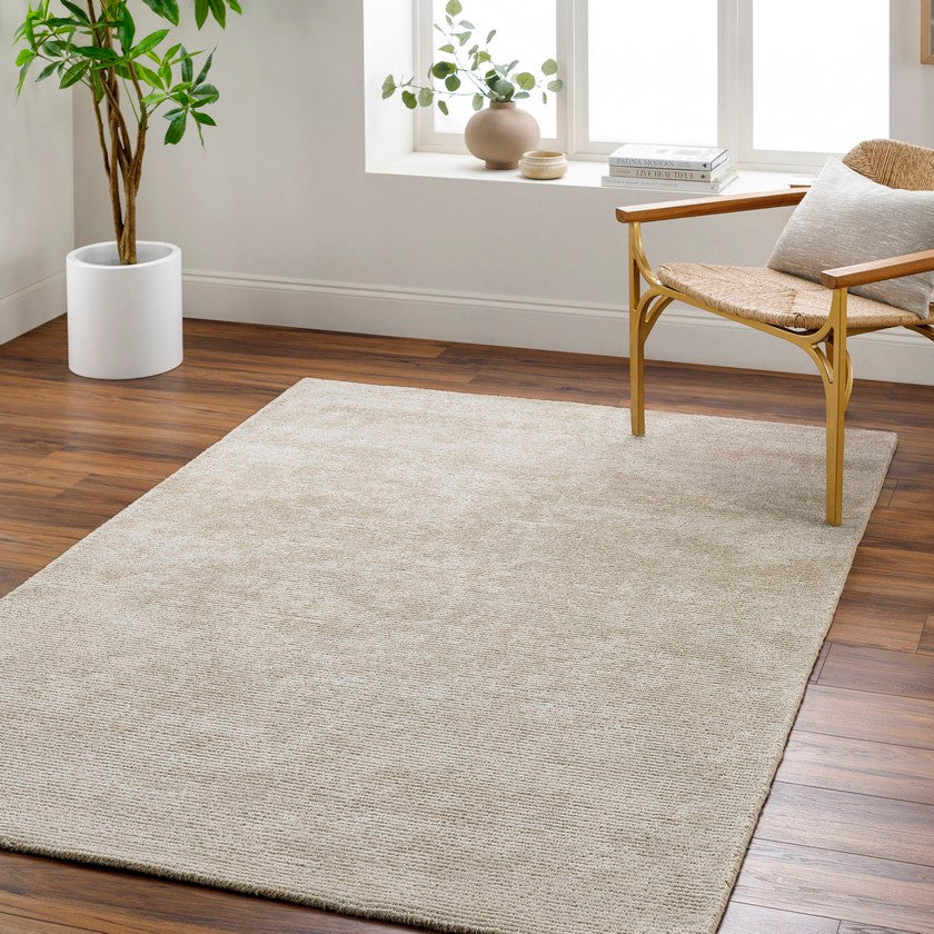 Jett Solid & Border Rug, Light Brown