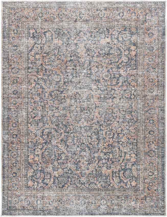 Ramin Traditional Washable Rug, Denim