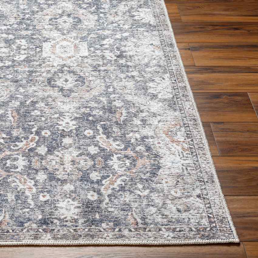 Naheed Traditional Washable Rug, Slate Gray