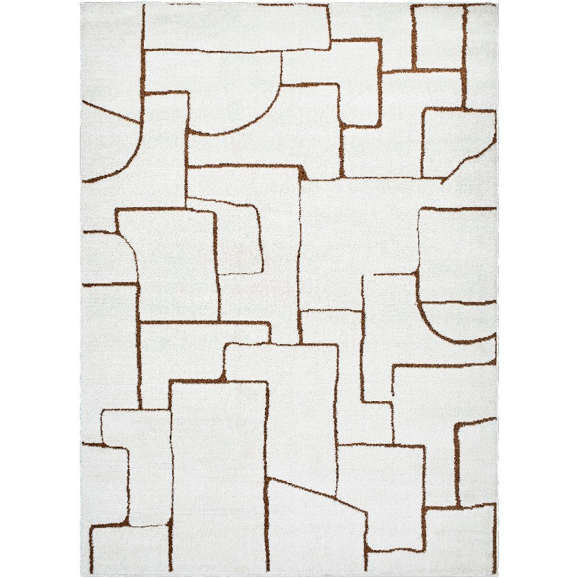 Kendl Modern Rug, Ivory/Brown