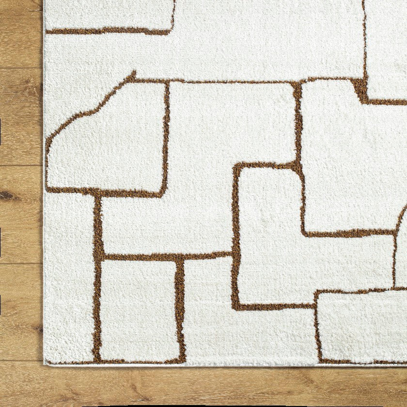 Kendl Modern Rug, Ivory/Brown