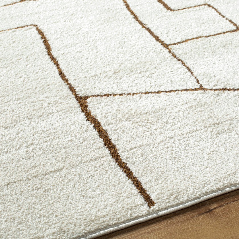 Kendl Modern Rug, Ivory/Brown