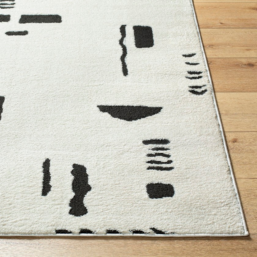 Keyauna Modern Rug, Ivory/Black