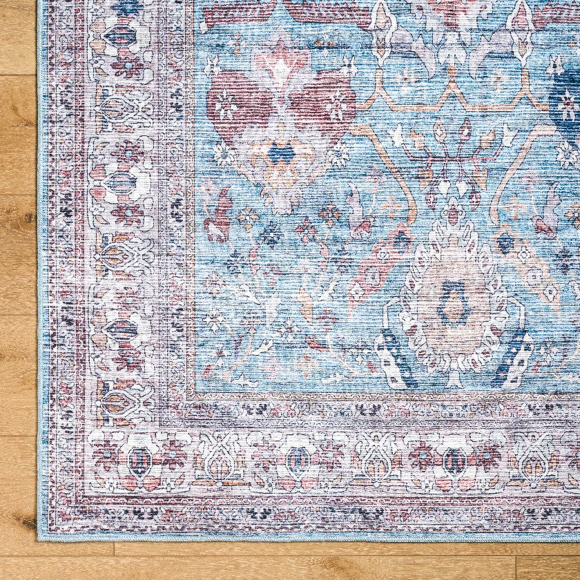 Malek Traditional Washable Rug, Denim