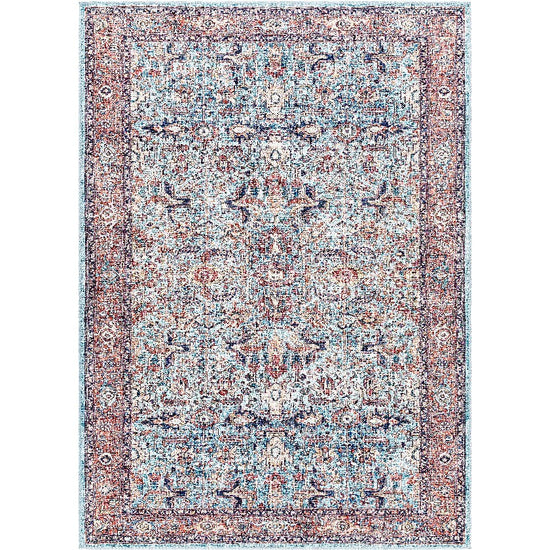 Jurrell Traditional Washable Rug, Denim/Brown