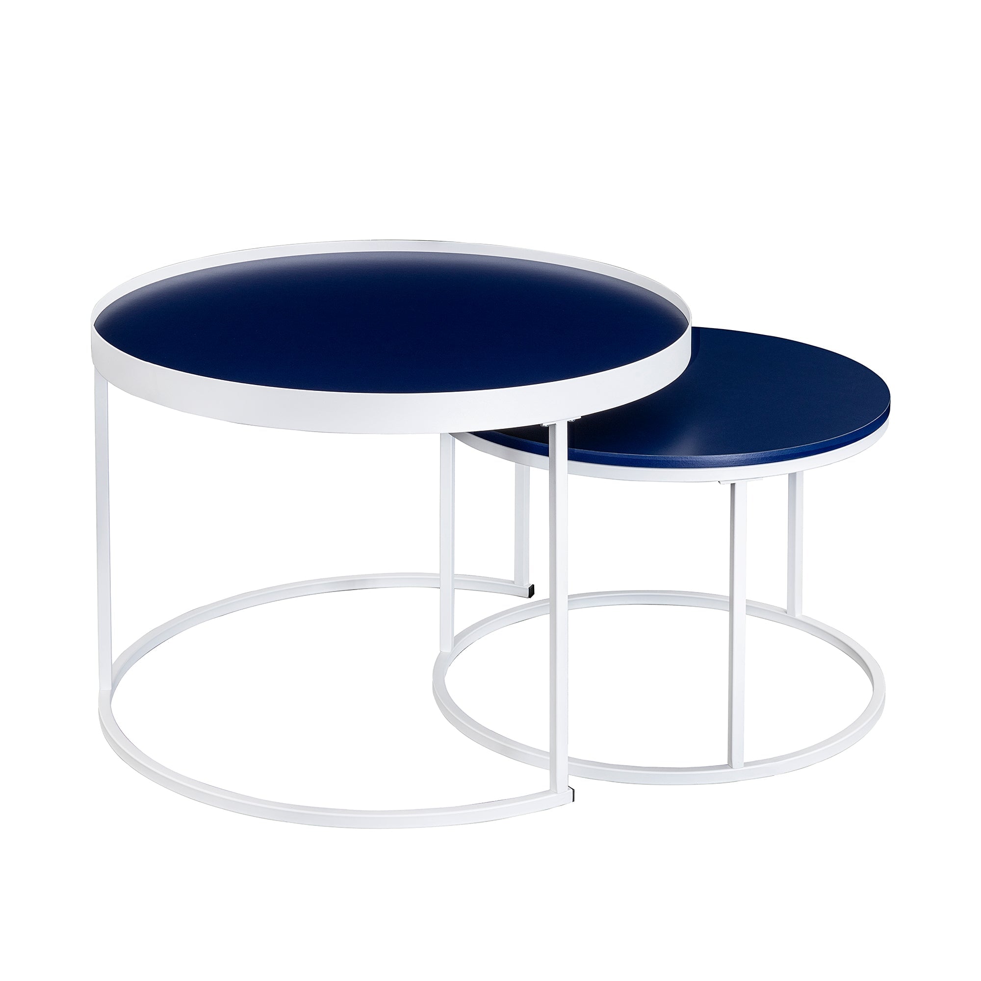 Modern Round Nesting Coffee Tables with Round Base, Set of 2