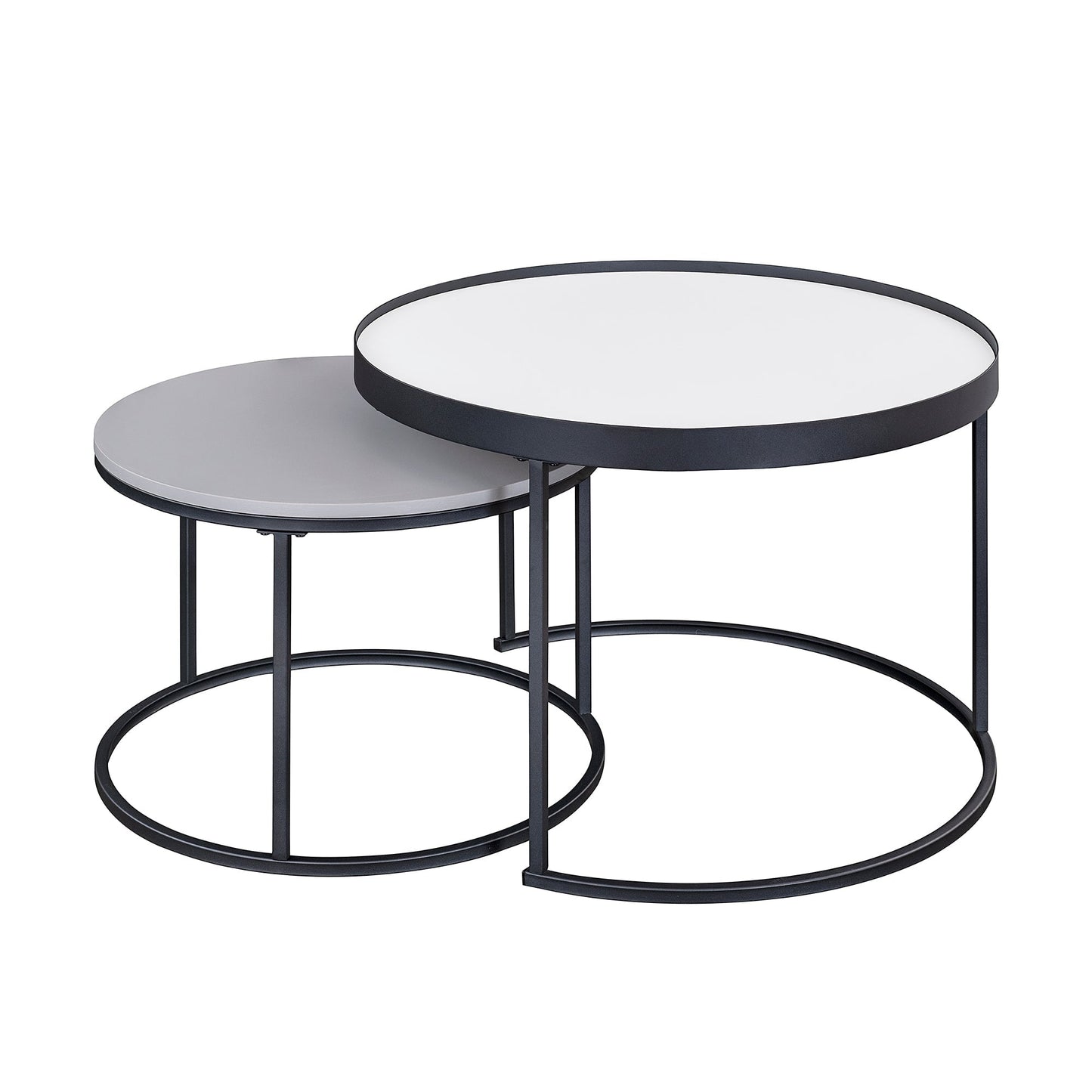 Modern Round Nesting Coffee Tables with Round Base, Set of 2