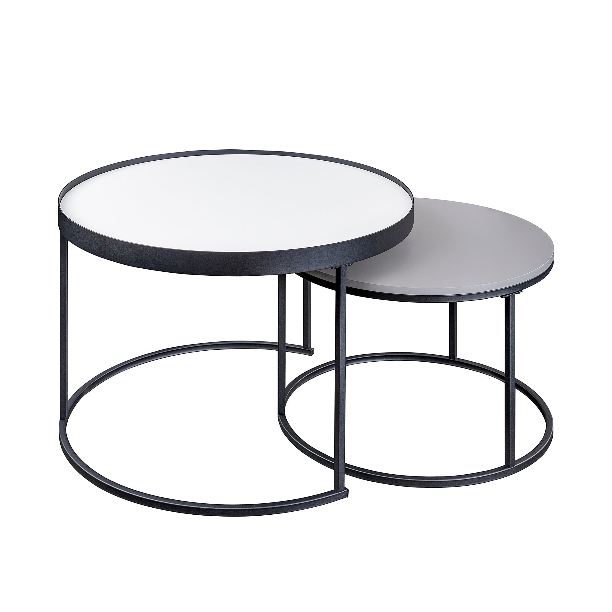 Modern Round Nesting Coffee Tables with Round Base, Set of 2