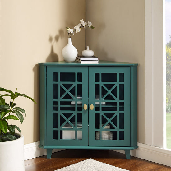 Gwen Fretwork Corner Accent Cabinet