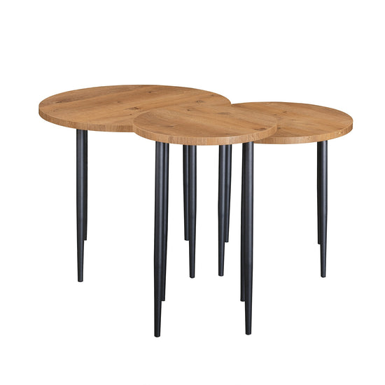 Modern Round Nesting Coffee Tables with Tapered Legs, Set of 3