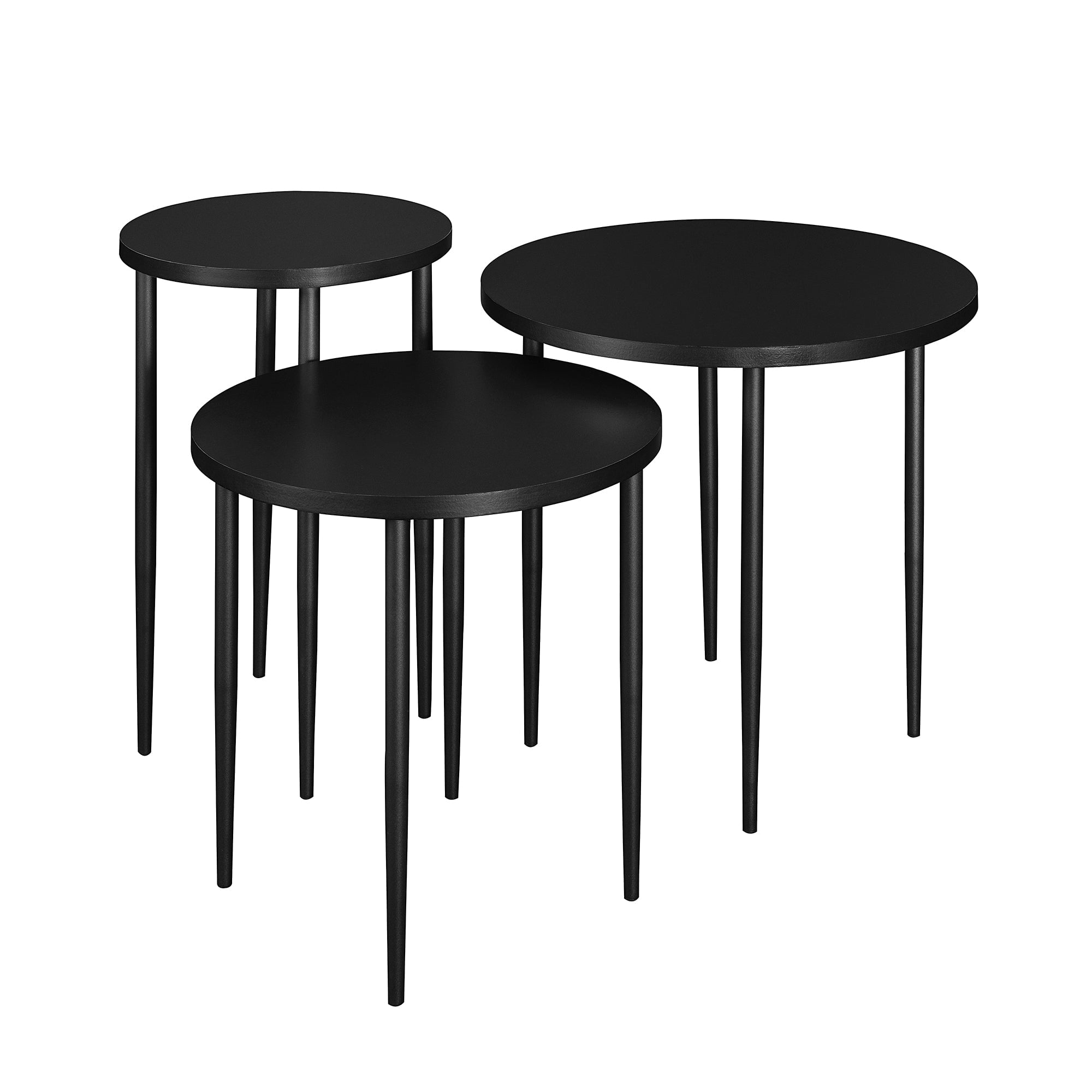 Modern Round Nesting Coffee Tables with Tapered Legs, Set of 3