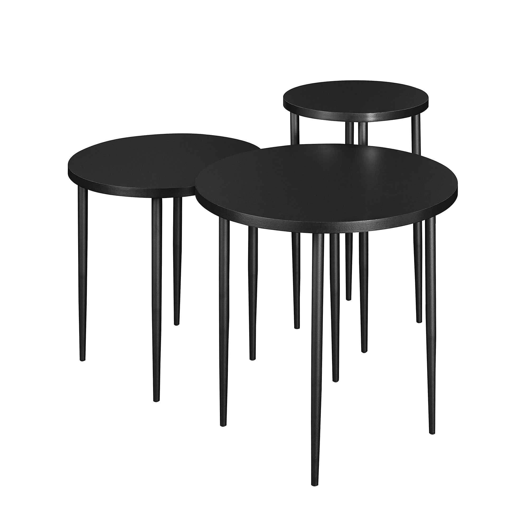 Modern Round Nesting Coffee Tables with Tapered Legs, Set of 3