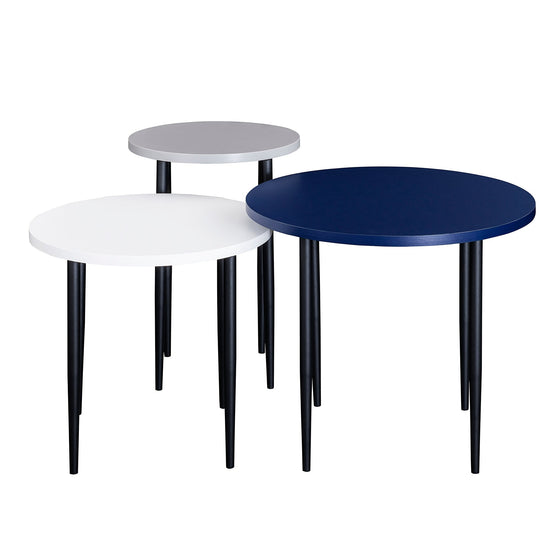 Modern Round Nesting Coffee Tables with Tapered Legs, Set of 3