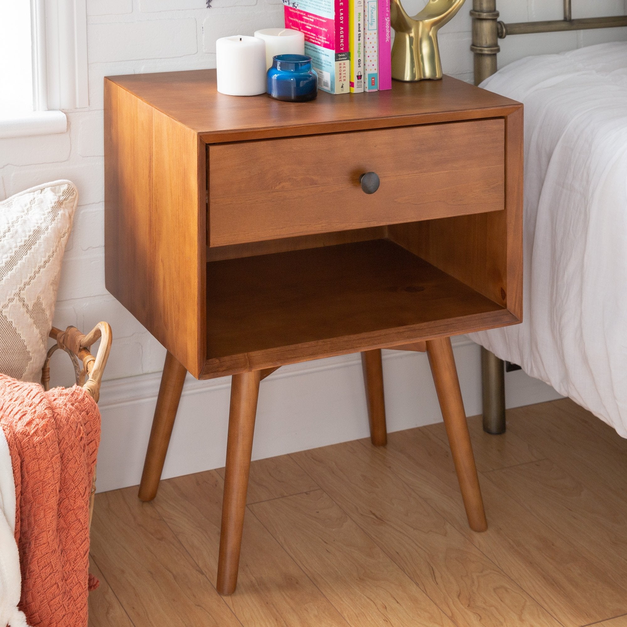 Mid-Century Solid Wood Nightstand Collection (1 or 2 Drawer)