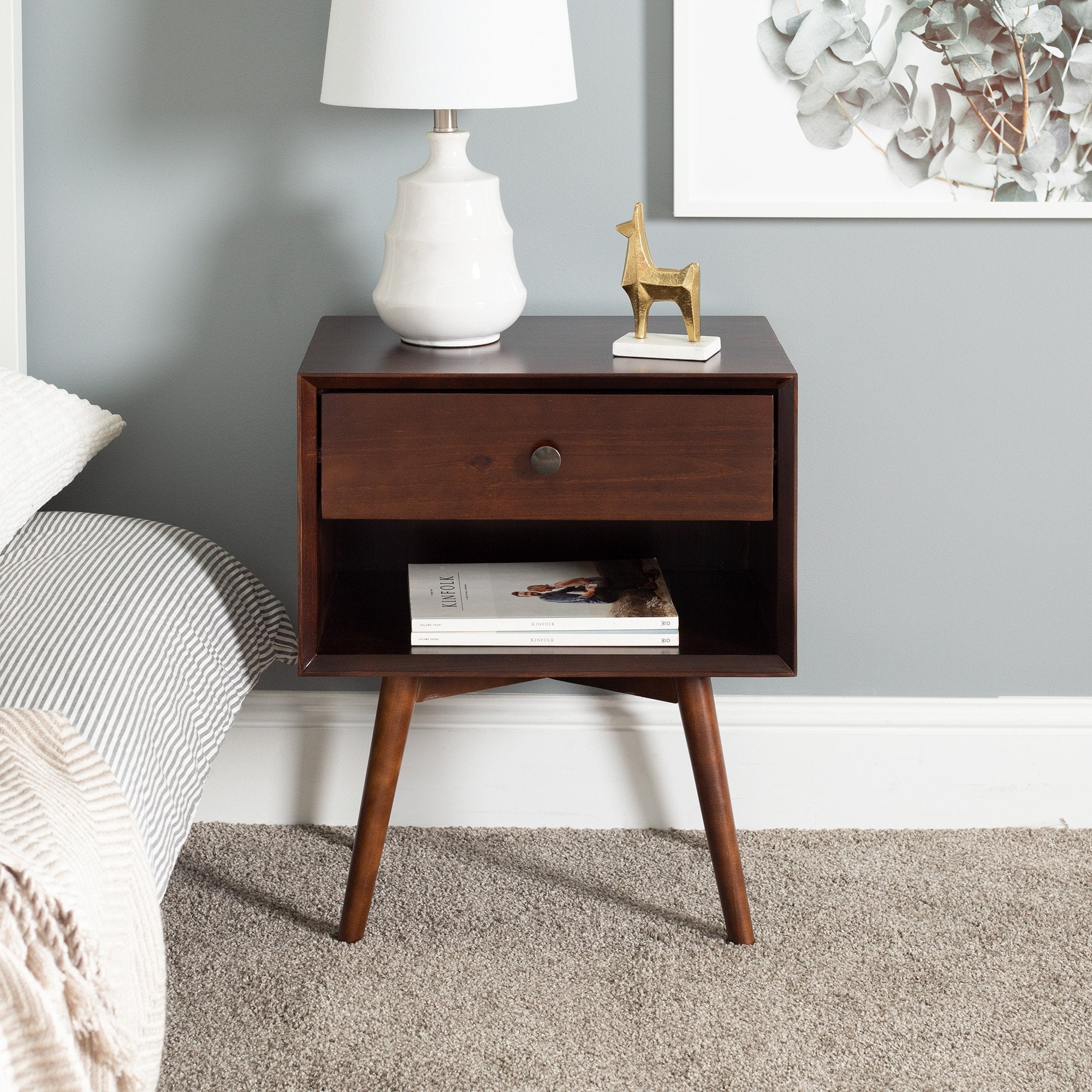 Mid-Century Solid Wood Nightstand Collection (1 or 2 Drawer)